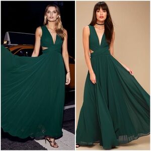 Vivid Imagination Forest Green Cutout Maxi Dress